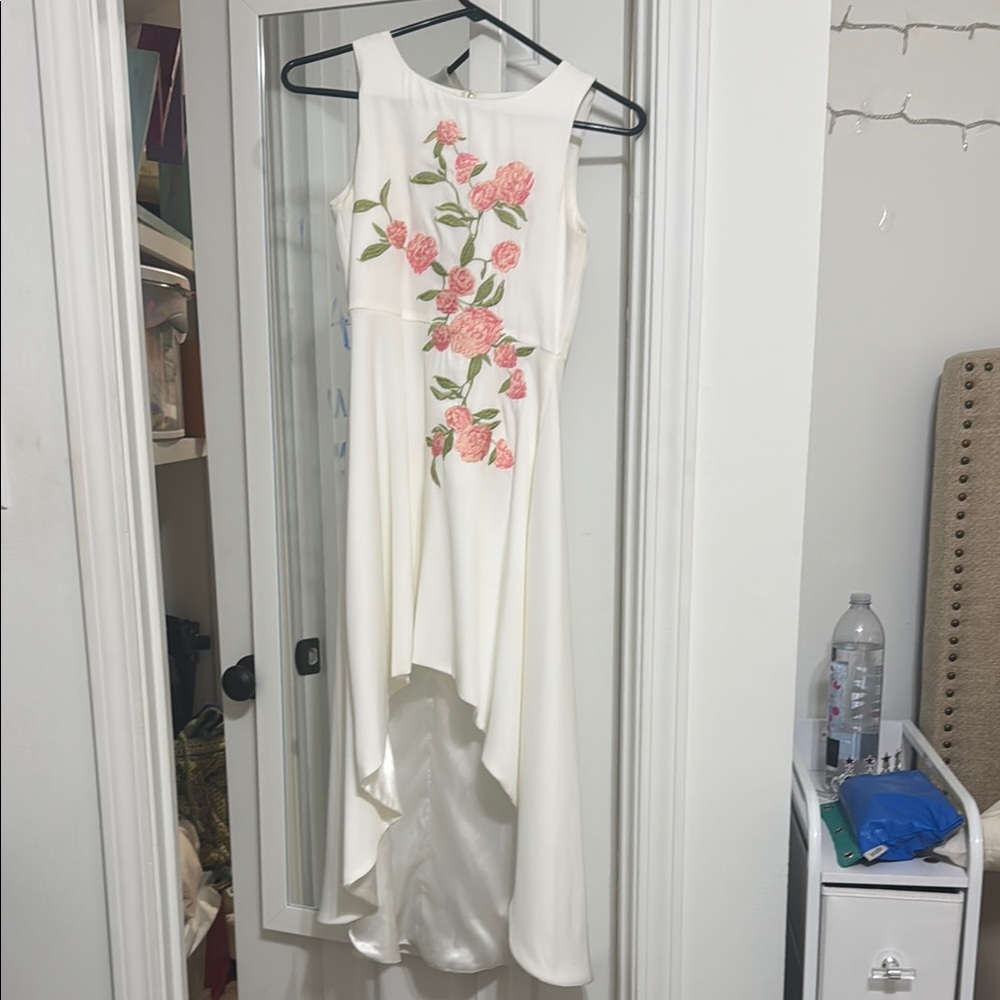 GB Girls Asymmetrical White Halter Sundress